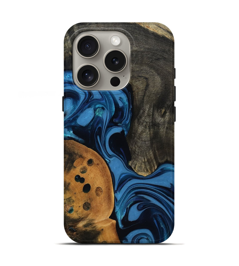 iPhone 16 Pro Wood Live Edge Phone Case - Gatlin (Blue, 817478)