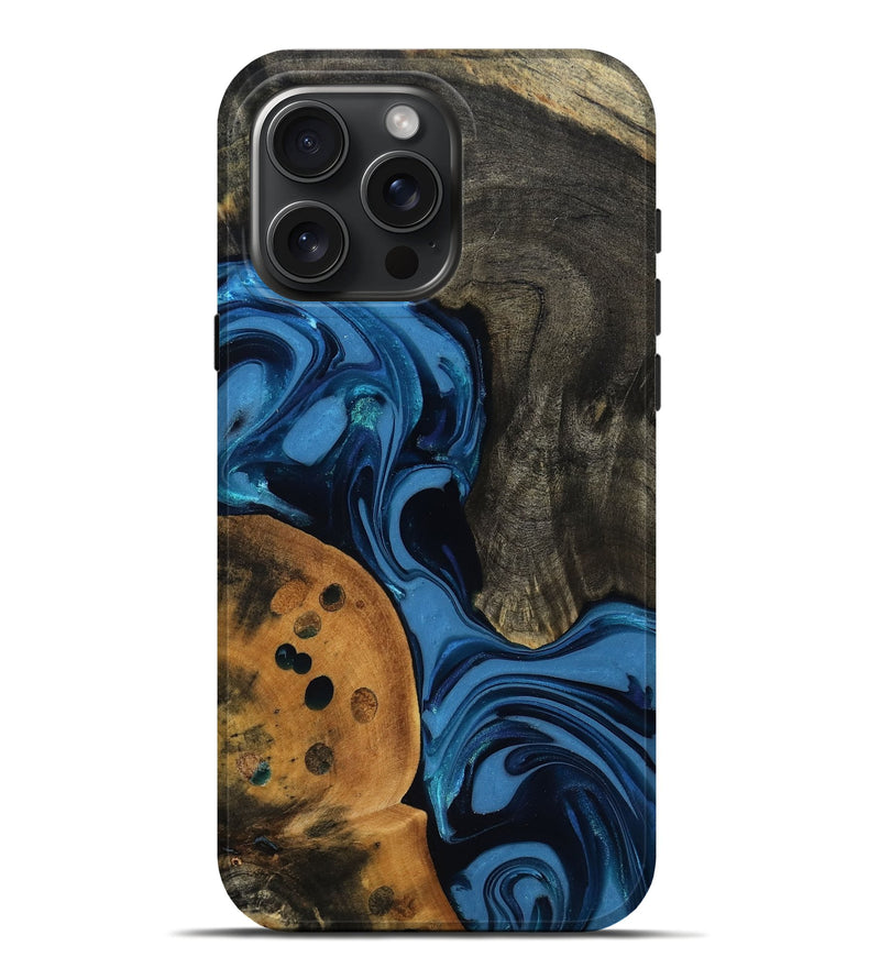 iPhone 16 Pro Max Wood Live Edge Phone Case - Gatlin (Blue, 817478)