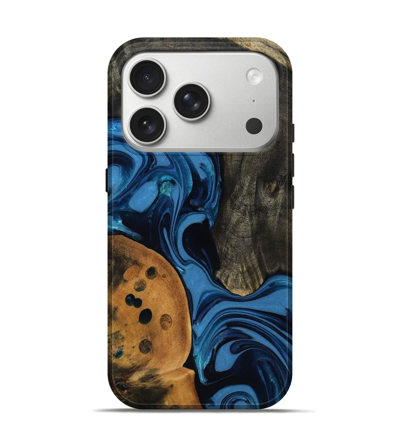 iPhone 17 Pro Wood Live Edge Phone Case - Gatlin (Blue, 817478)