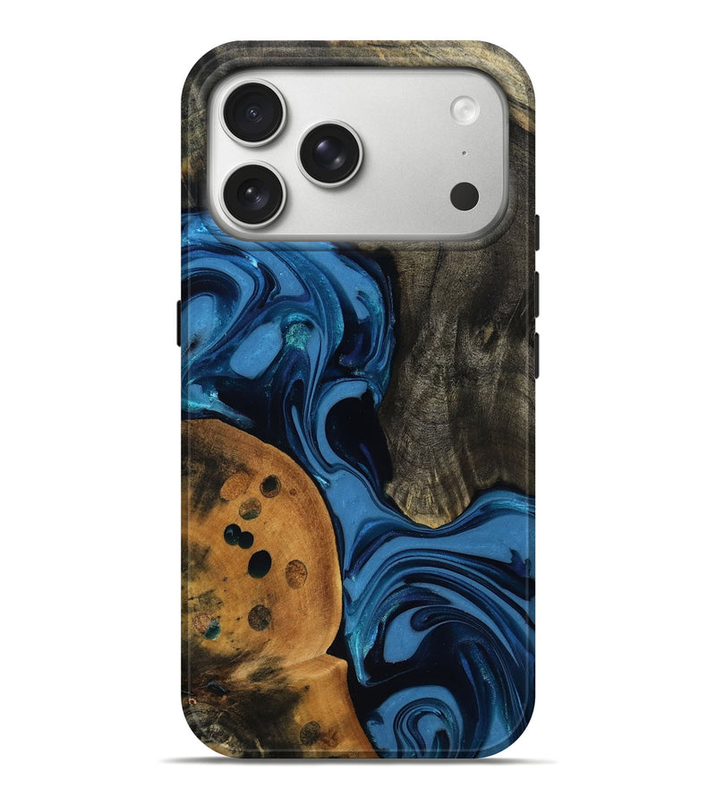 iPhone 17 Pro Max Wood Live Edge Phone Case - Gatlin (Blue, 817478)