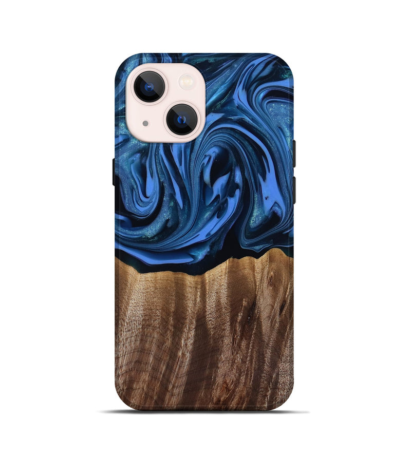 iPhone 13 mini Wood Live Edge Phone Case - Triston (Blue, 817479)