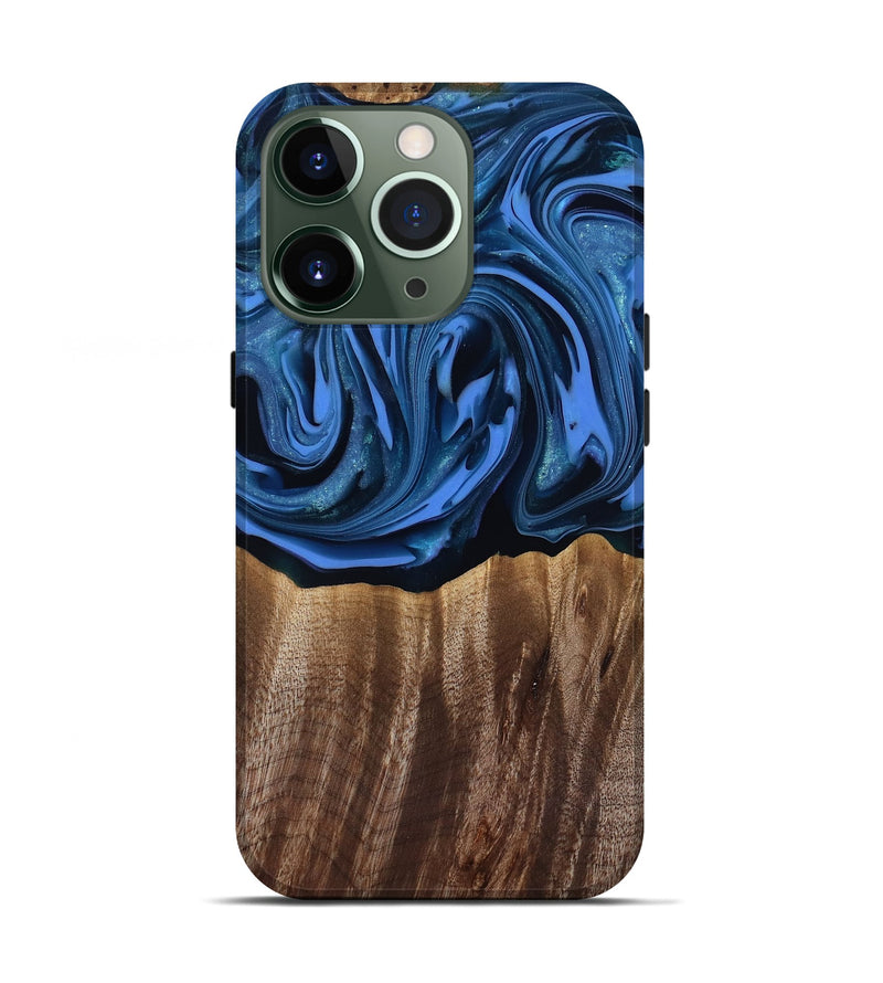 iPhone 13 Pro Wood Live Edge Phone Case - Triston (Blue, 817479)