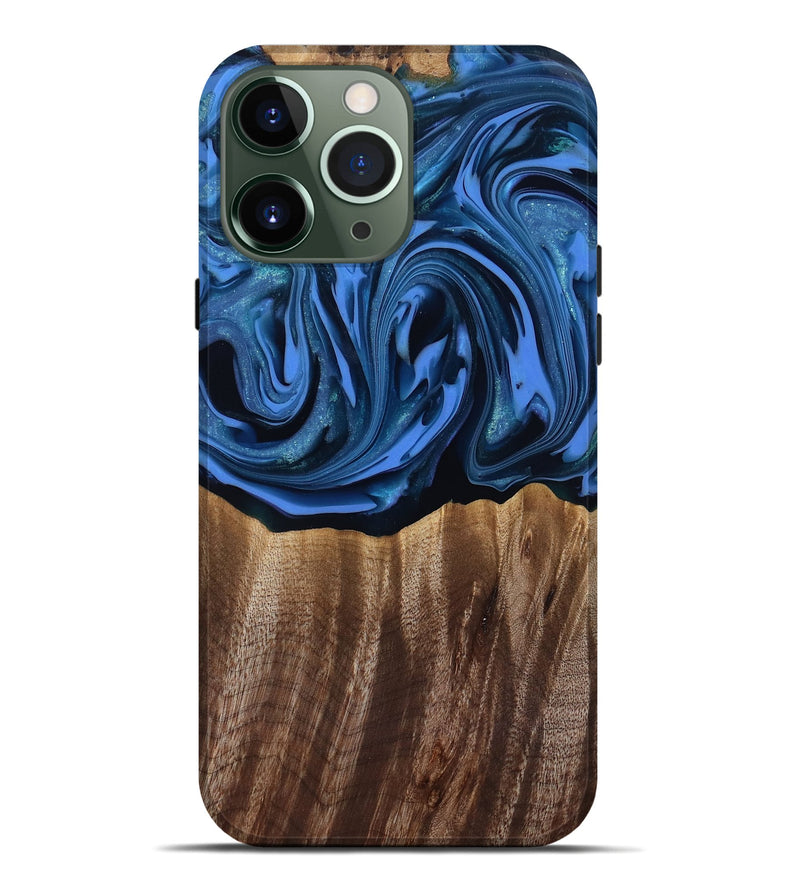iPhone 13 Pro Max Wood Live Edge Phone Case - Triston (Blue, 817479)