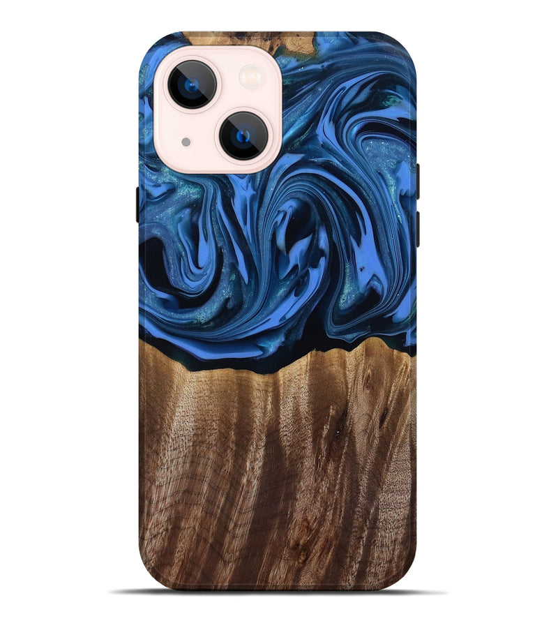 iPhone 14 Plus Wood Live Edge Phone Case - Triston (Blue, 817479)