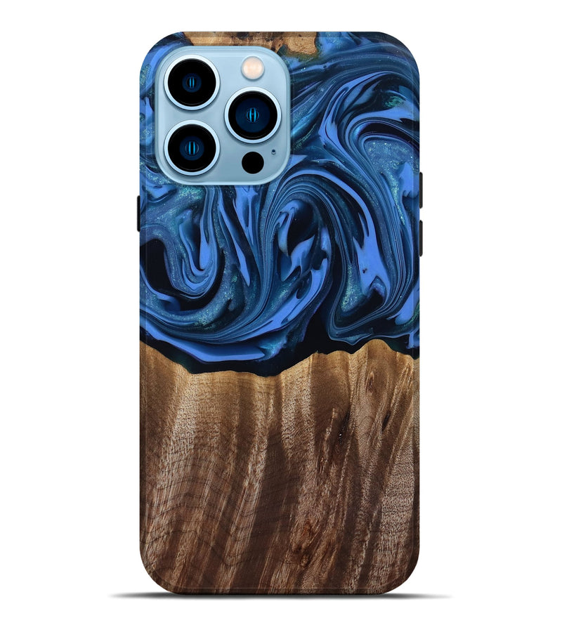 iPhone 14 Pro Max Wood Live Edge Phone Case - Triston (Blue, 817479)