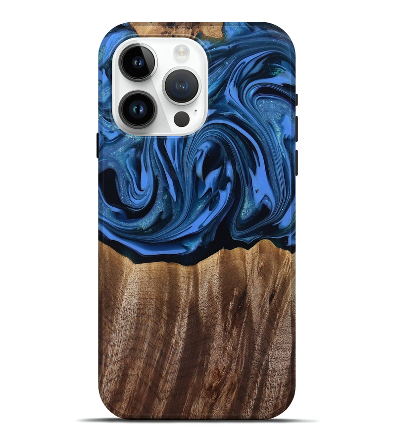 iPhone 15 Pro Max Wood Live Edge Phone Case - Triston (Blue, 817479)