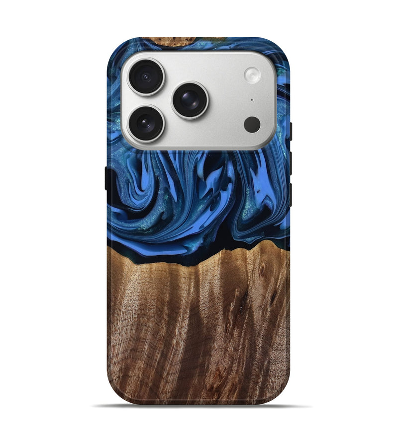 iPhone 17 Pro Wood Live Edge Phone Case - Triston (Blue, 817479)