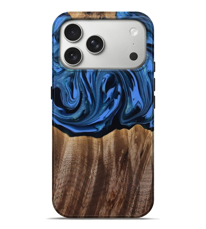 iPhone 17 Pro Max Wood Live Edge Phone Case - Triston (Blue, 817479)