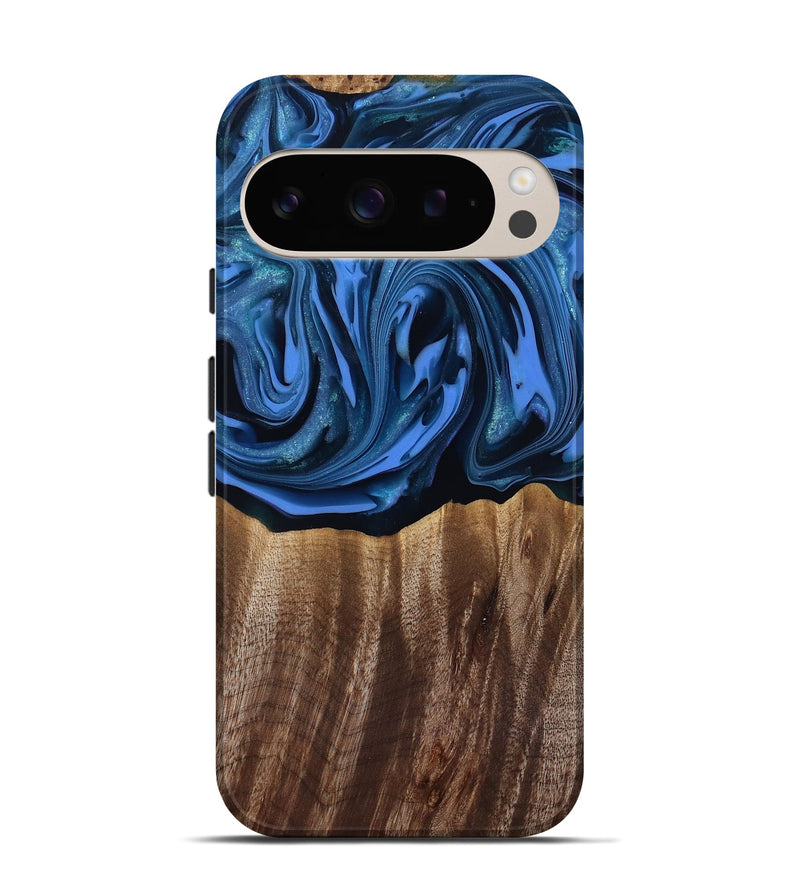 Pixel 9 Pro Wood Live Edge Phone Case - Triston (Blue, 817479)
