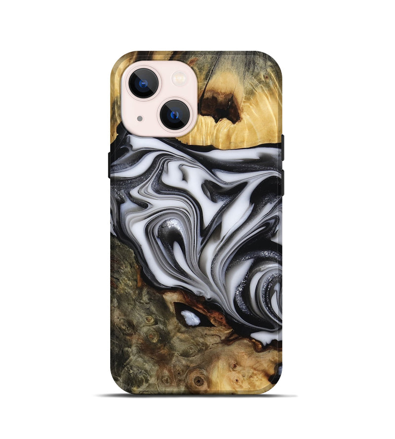 iPhone 13 mini Wood Live Edge Phone Case - Jamison (Black & White, 817480)