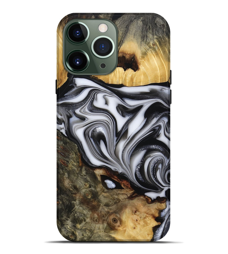 iPhone 13 Pro Max Wood Live Edge Phone Case - Jamison (Black & White, 817480)