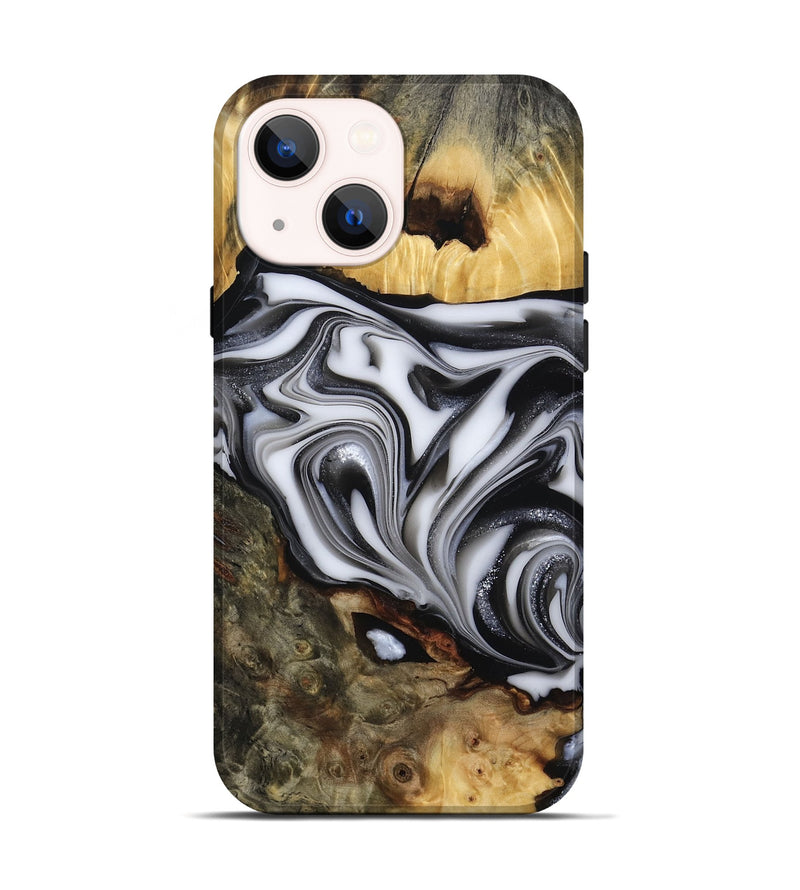 iPhone 14 Wood Live Edge Phone Case - Jamison (Black & White, 817480)