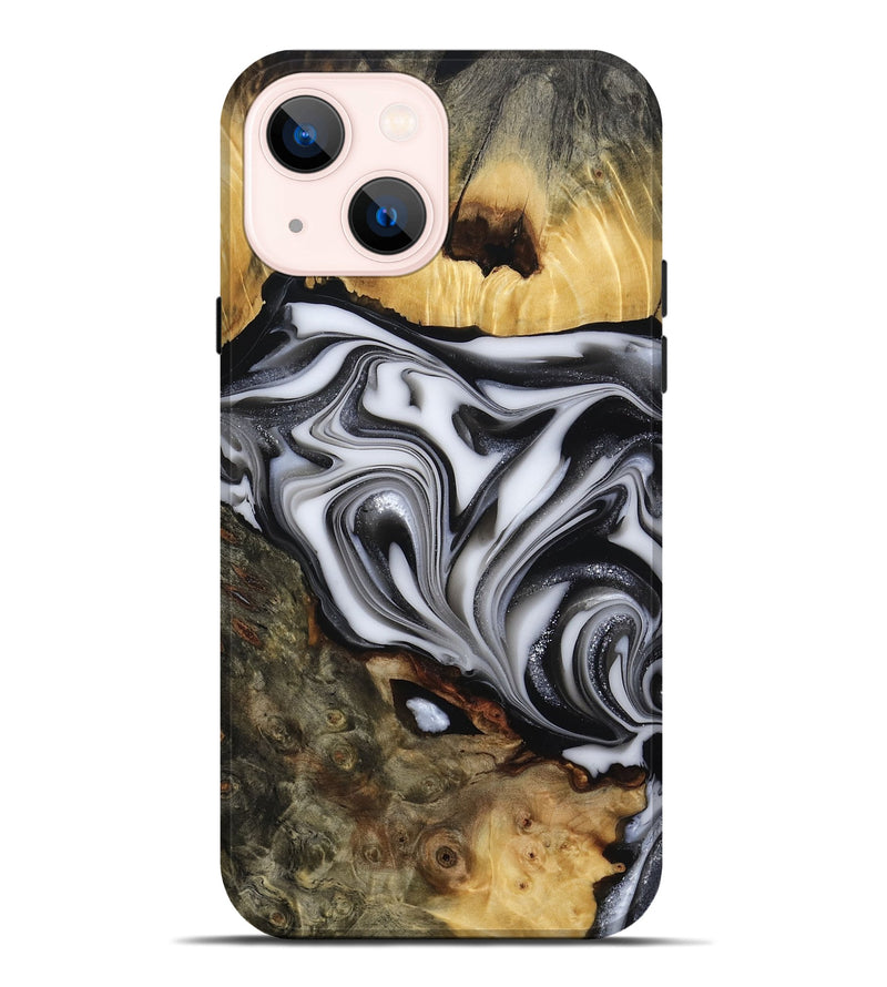 iPhone 14 Plus Wood Live Edge Phone Case - Jamison (Black & White, 817480)