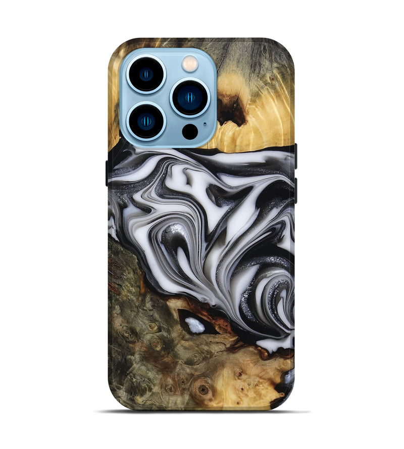 iPhone 14 Pro Wood Live Edge Phone Case - Jamison (Black & White, 817480)