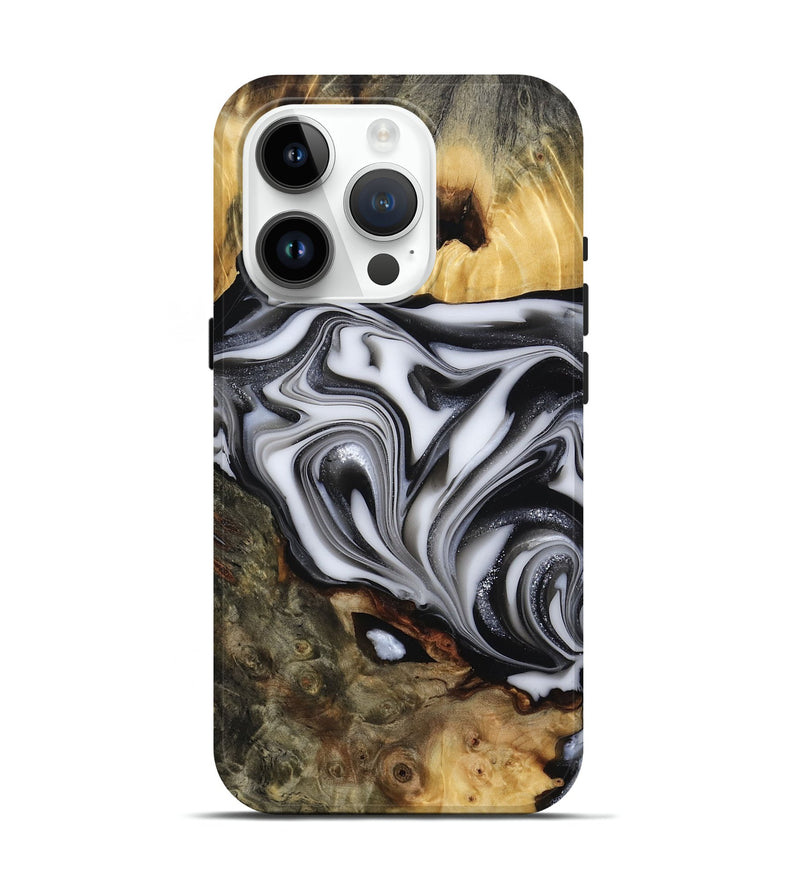 iPhone 15 Pro Wood Live Edge Phone Case - Jamison (Black & White, 817480)