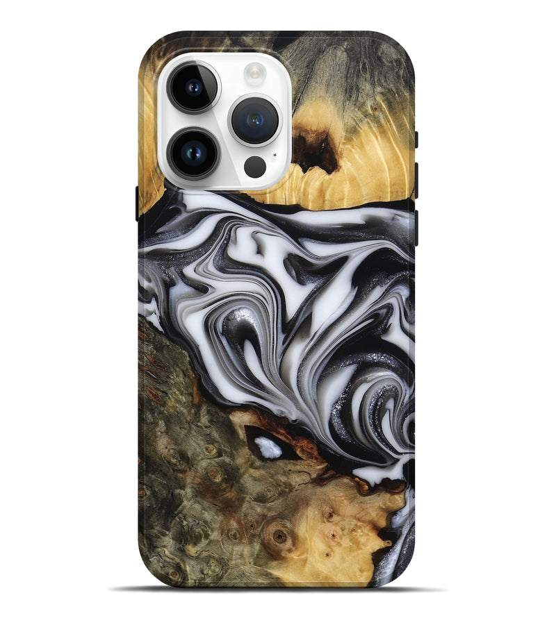 iPhone 15 Pro Max Wood Live Edge Phone Case - Jamison (Black & White, 817480)