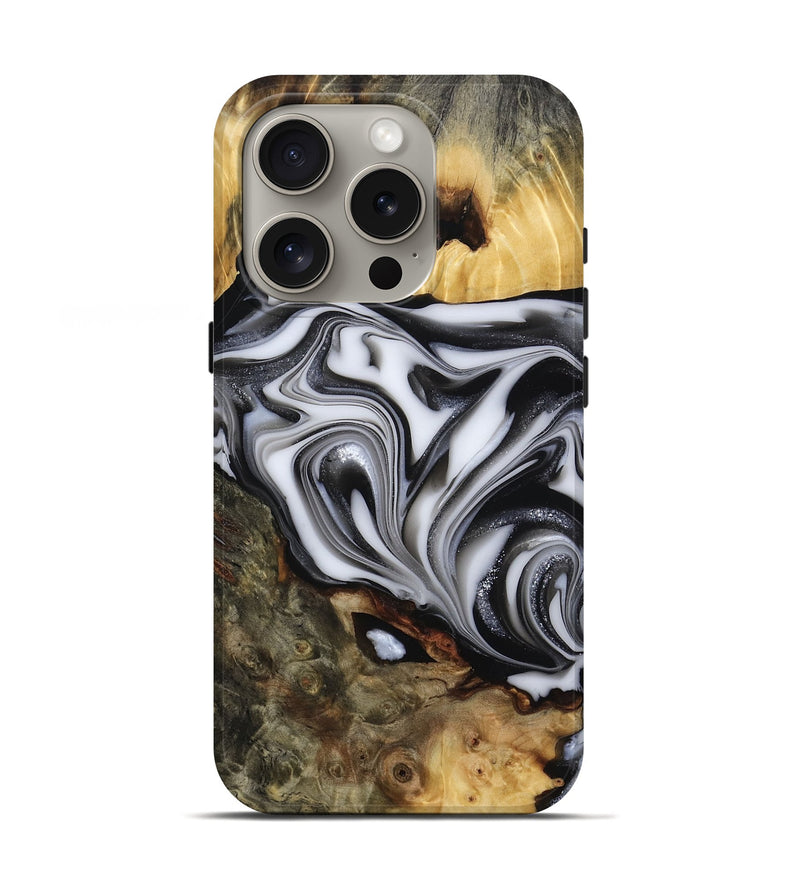iPhone 16 Pro Wood Live Edge Phone Case - Jamison (Black & White, 817480)