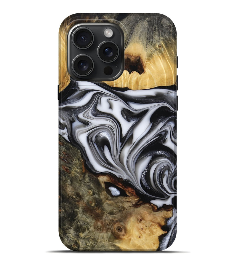 iPhone 16 Pro Max Wood Live Edge Phone Case - Jamison (Black & White, 817480)