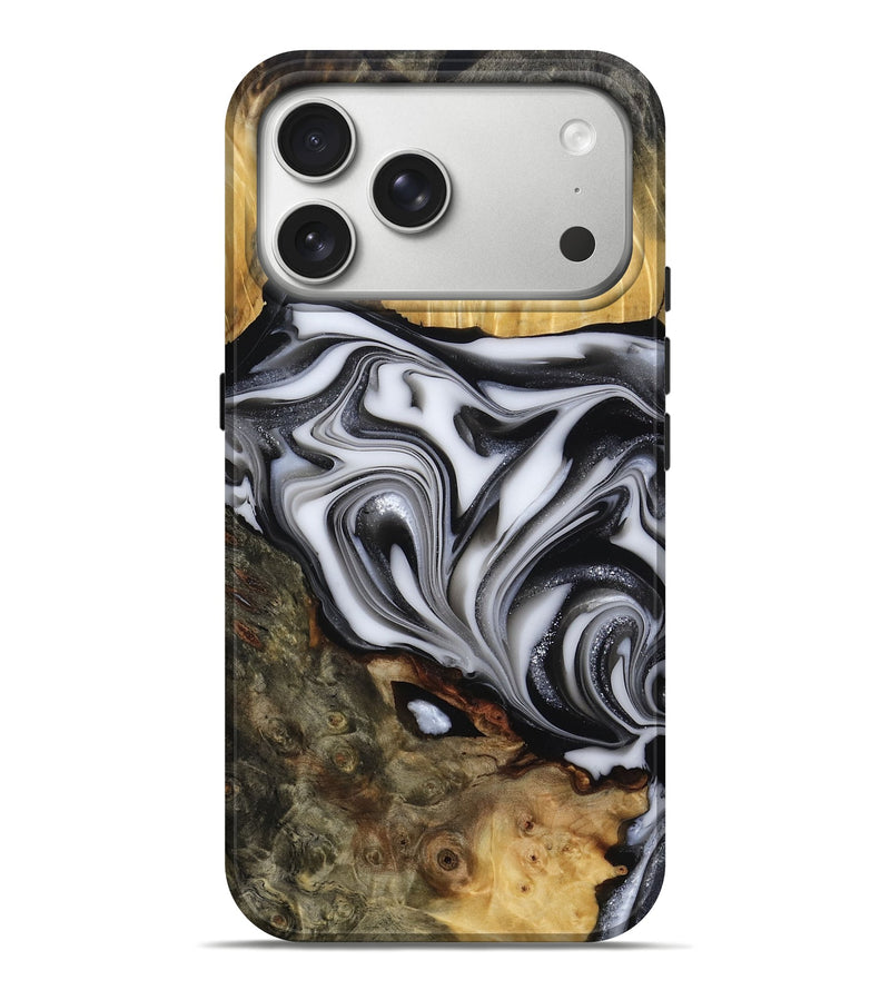 iPhone 17 Pro Max Wood Live Edge Phone Case - Jamison (Black & White, 817480)