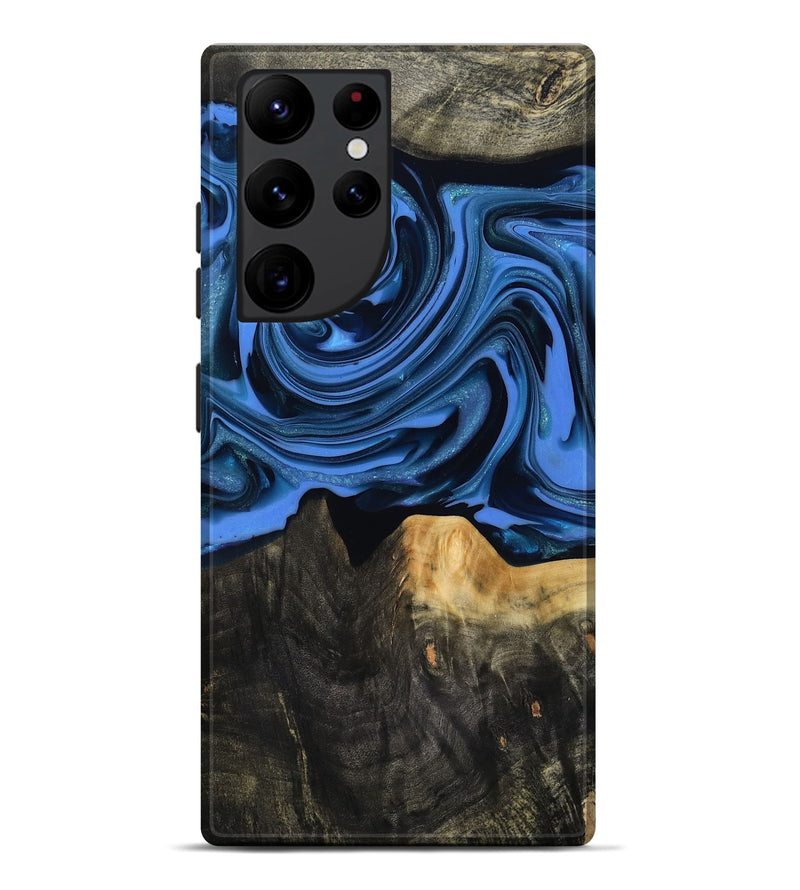 Galaxy S22 Ultra Wood Live Edge Phone Case - Ledger (Blue, 817481)