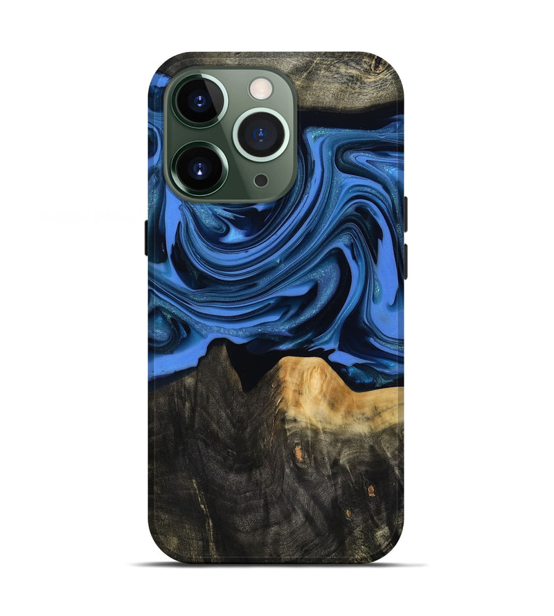 iPhone 13 Pro Wood Live Edge Phone Case - Ledger (Blue, 817481)