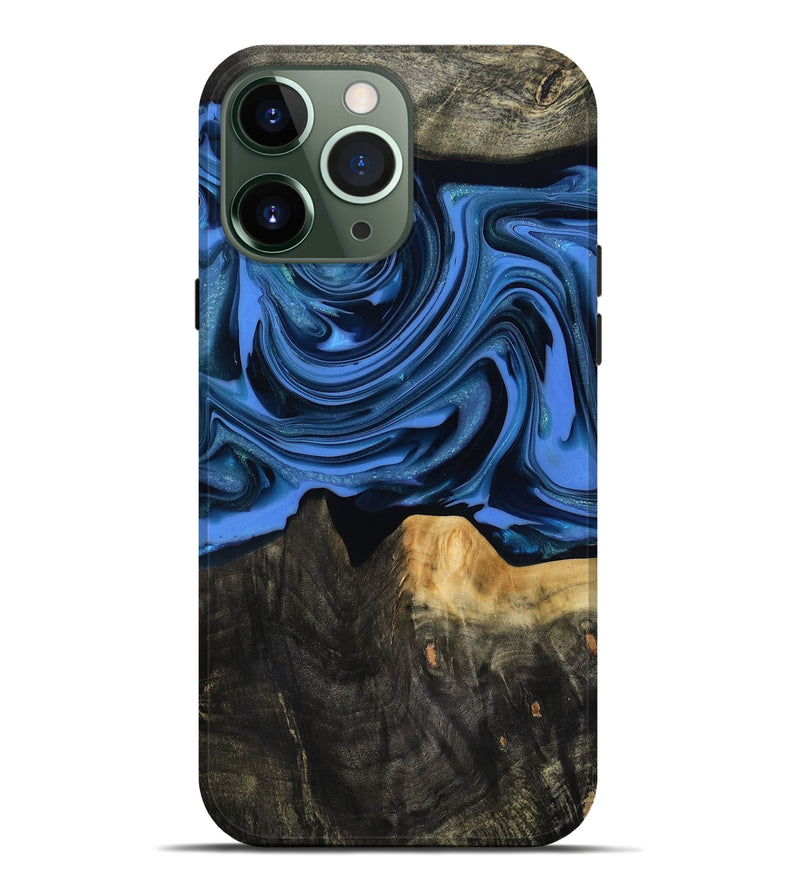 iPhone 13 Pro Max Wood Live Edge Phone Case - Ledger (Blue, 817481)