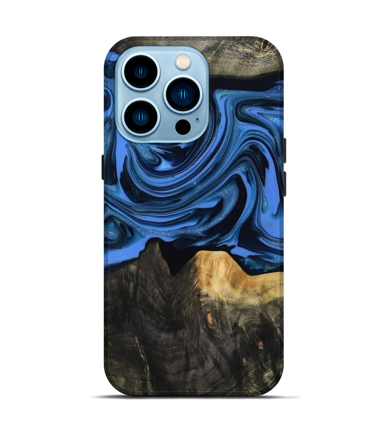 iPhone 14 Pro Wood Live Edge Phone Case - Ledger (Blue, 817481)
