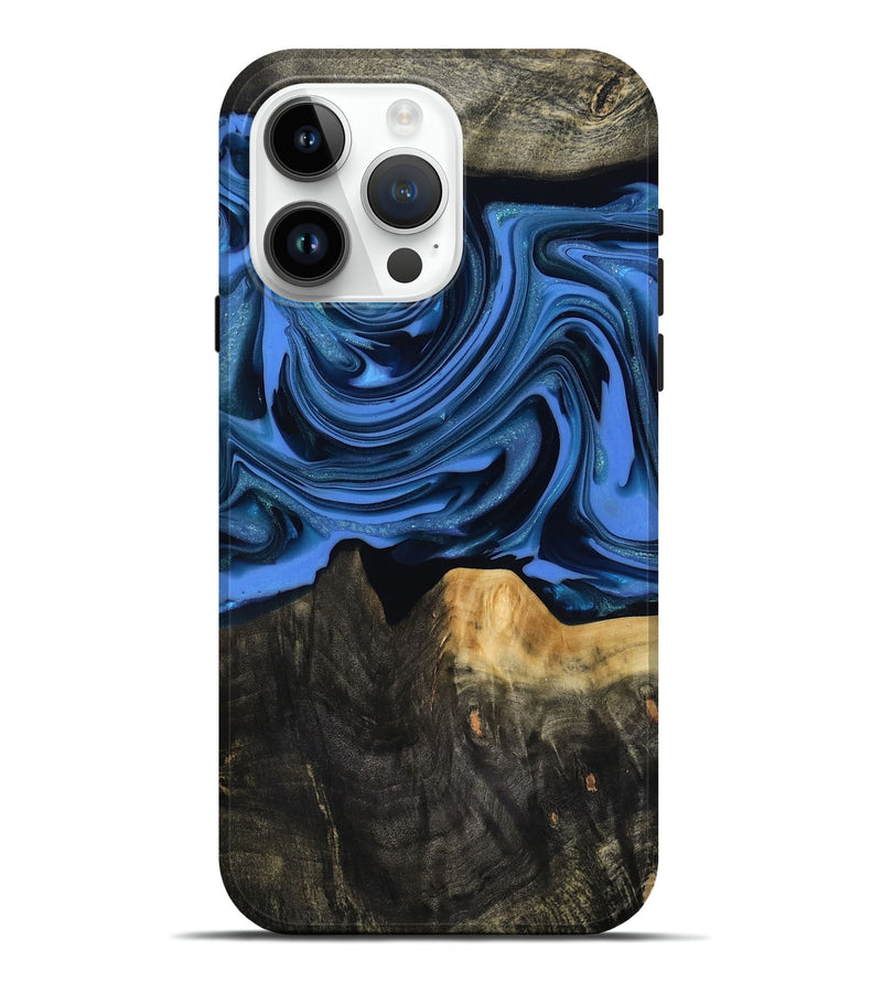 iPhone 15 Pro Max Wood Live Edge Phone Case - Ledger (Blue, 817481)