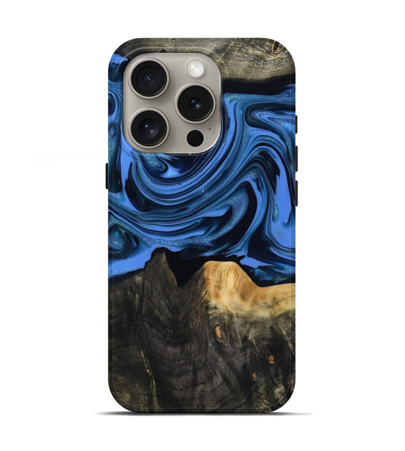 iPhone 16 Pro Wood Live Edge Phone Case - Ledger (Blue, 817481)