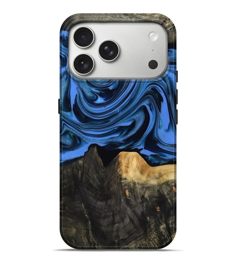 iPhone 17 Pro Max Wood Live Edge Phone Case - Ledger (Blue, 817481)