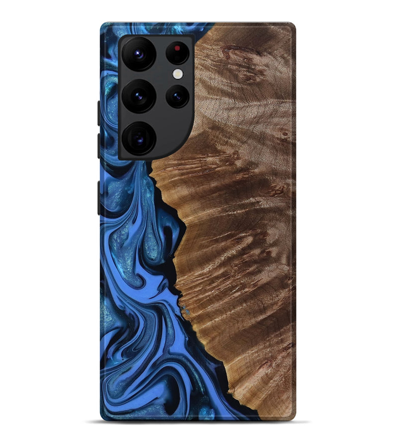 Galaxy S22 Ultra Wood Live Edge Phone Case - Lilyana (Blue, 817482)