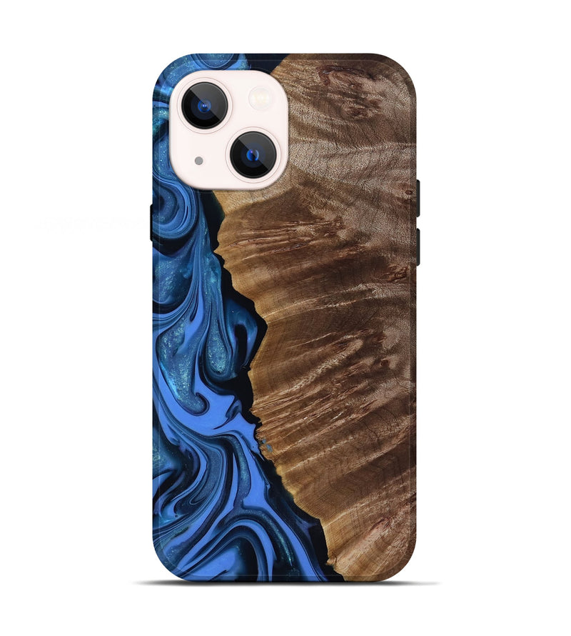 iPhone 13 Wood Live Edge Phone Case - Lilyana (Blue, 817482)
