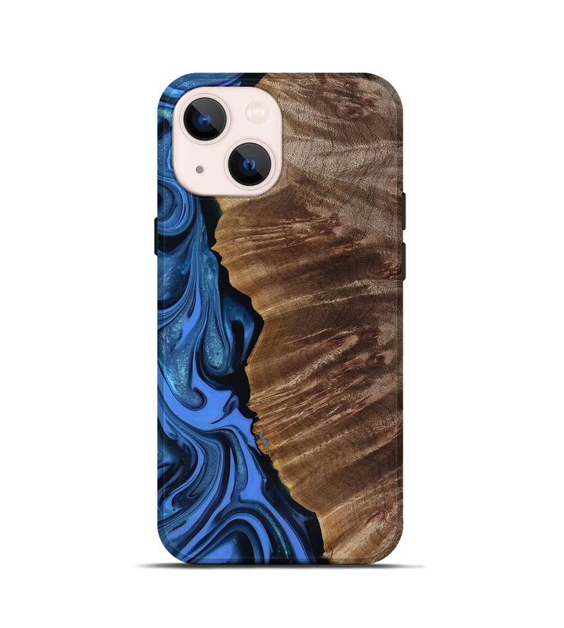 iPhone 13 mini Wood Live Edge Phone Case - Lilyana (Blue, 817482)