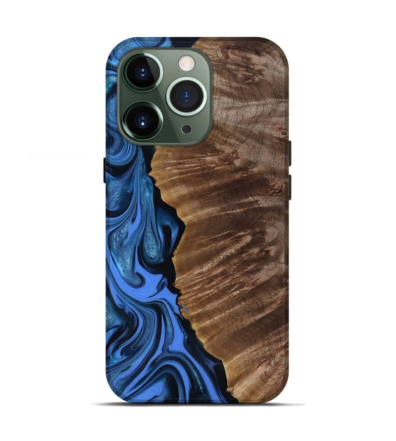 iPhone 13 Pro Wood Live Edge Phone Case - Lilyana (Blue, 817482)