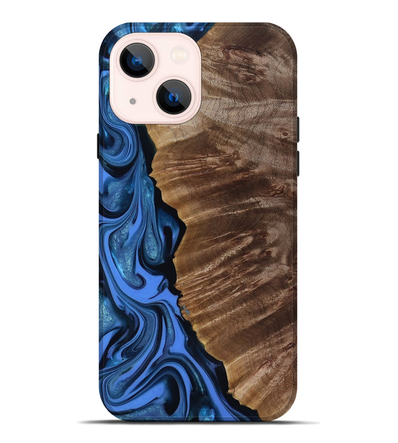 iPhone 14 Plus Wood Live Edge Phone Case - Lilyana (Blue, 817482)