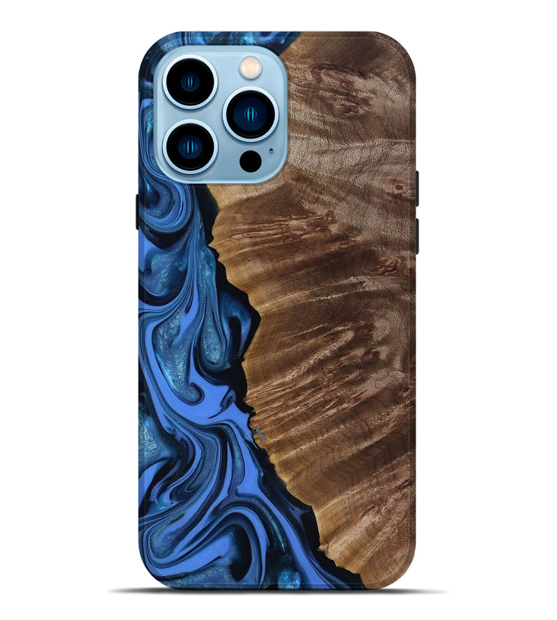 iPhone 14 Pro Max Wood Live Edge Phone Case - Lilyana (Blue, 817482)