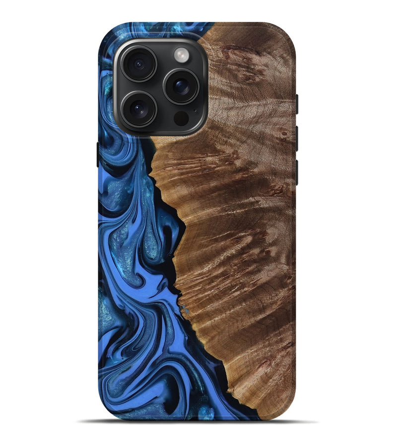 iPhone 16 Pro Max Wood Live Edge Phone Case - Lilyana (Blue, 817482)
