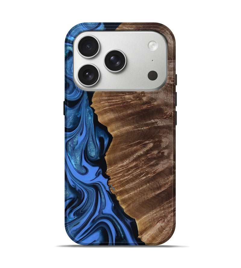 iPhone 17 Pro Wood Live Edge Phone Case - Lilyana (Blue, 817482)