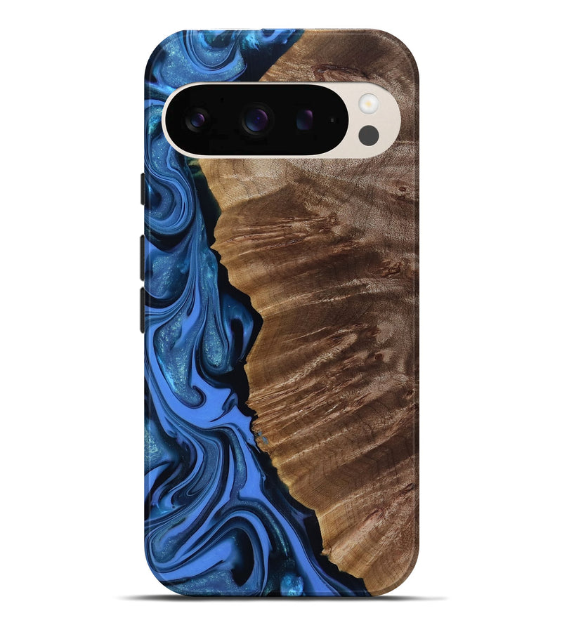 Pixel 10 Pro XL Wood Live Edge Phone Case - Lilyana (Blue, 817482)