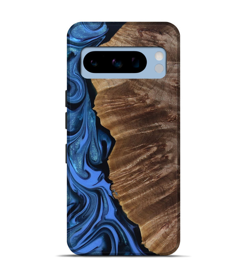 Pixel 8 Pro Wood Live Edge Phone Case - Lilyana (Blue, 817482)