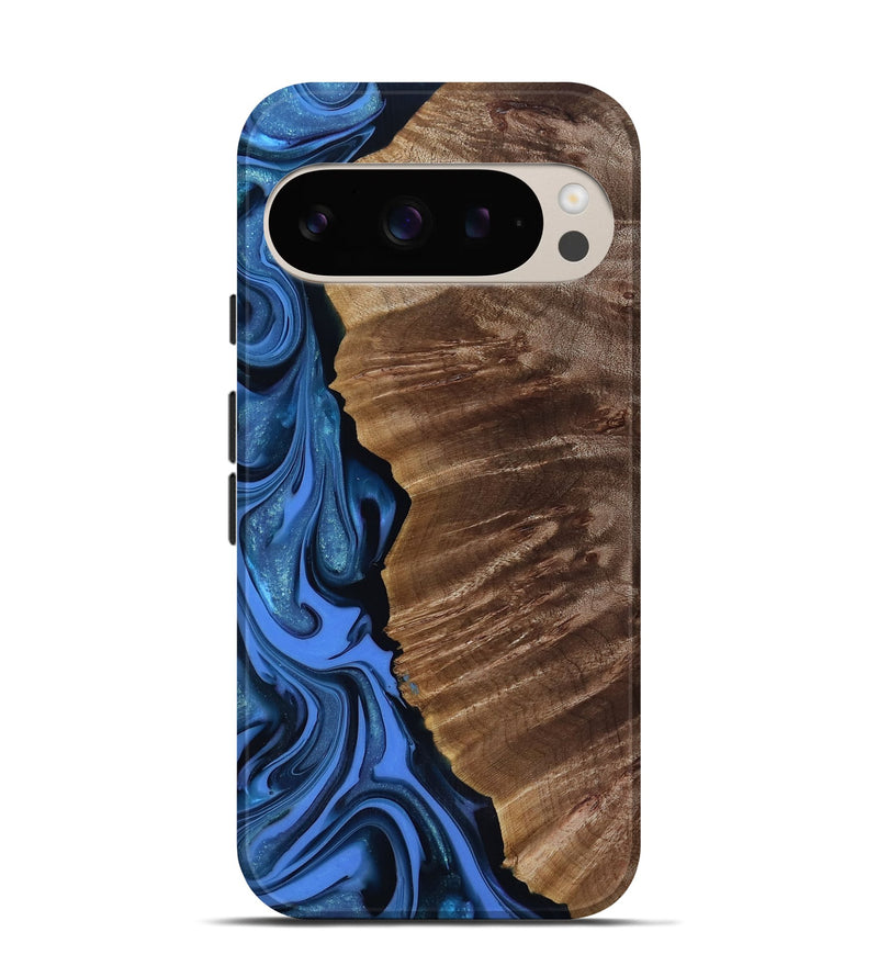 Pixel 9 Wood Live Edge Phone Case - Lilyana (Blue, 817482)