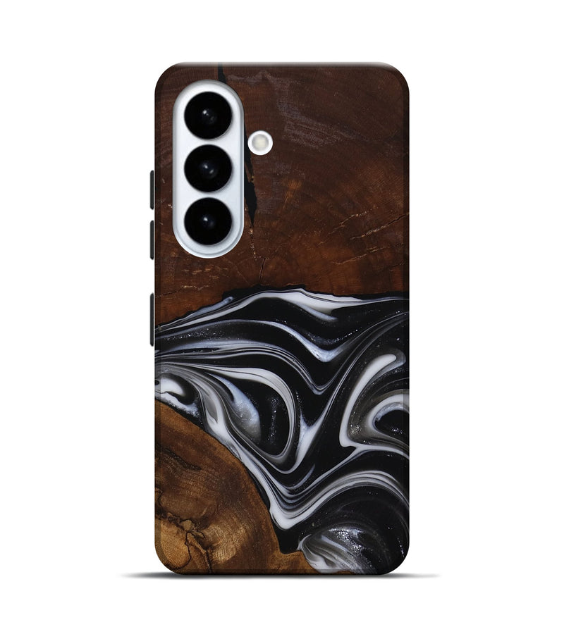 Galaxy S26 Wood Live Edge Phone Case - Mose (Black & White, 817483)