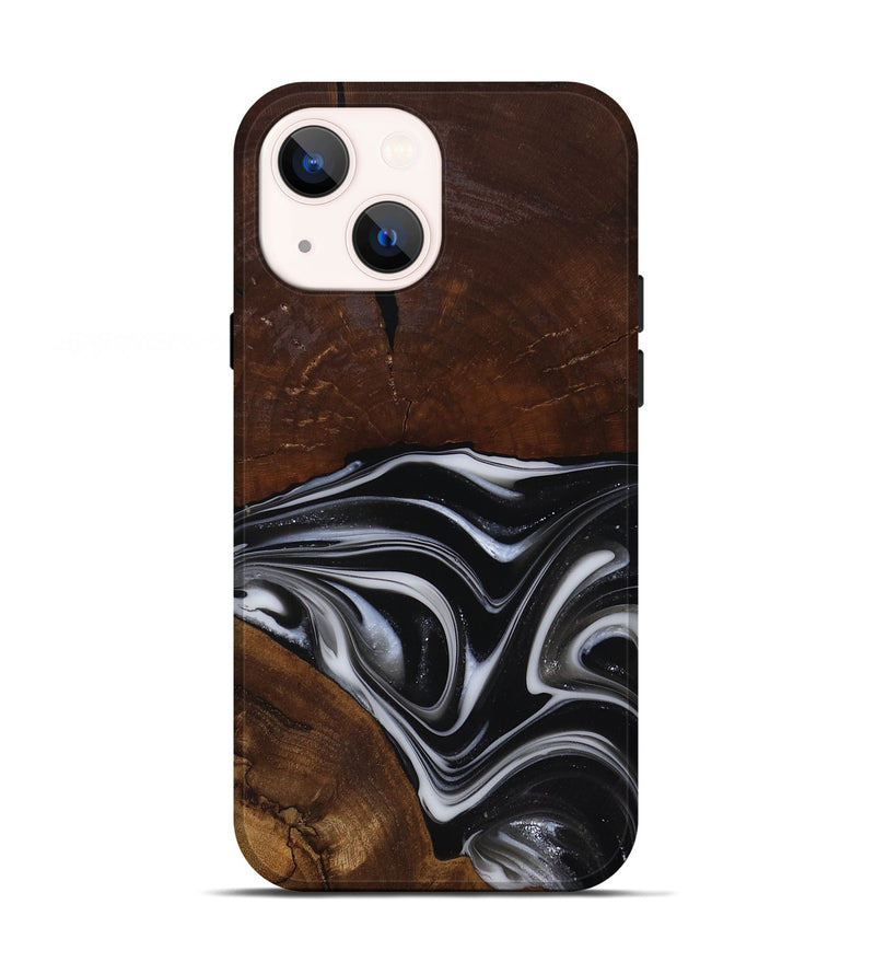 iPhone 13 Wood Live Edge Phone Case - Mose (Black & White, 817483)