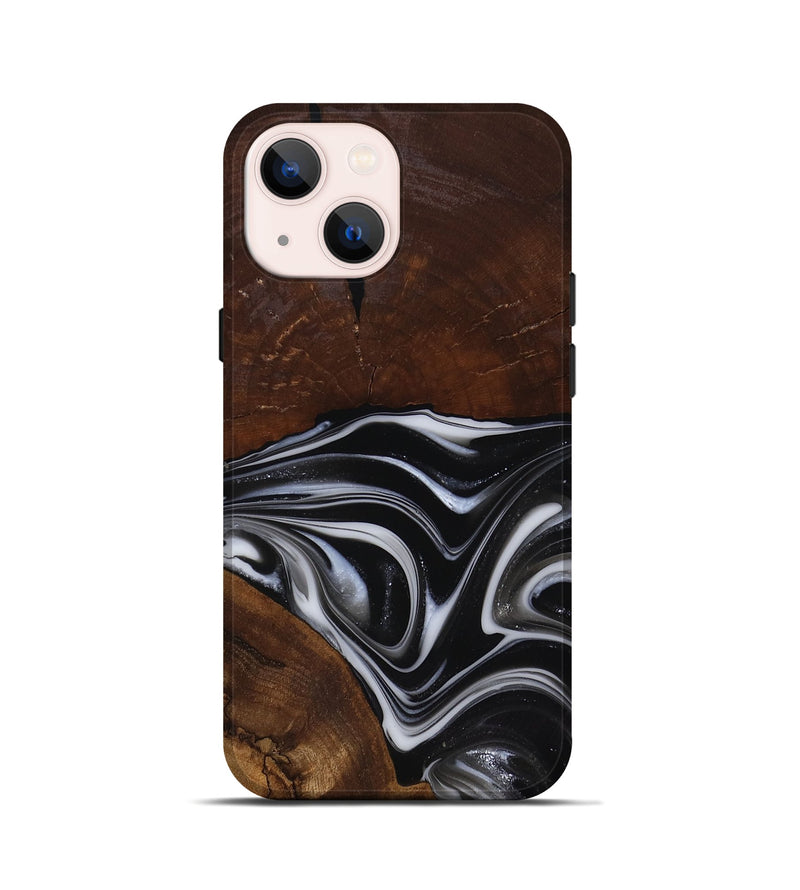 iPhone 13 mini Wood Live Edge Phone Case - Mose (Black & White, 817483)