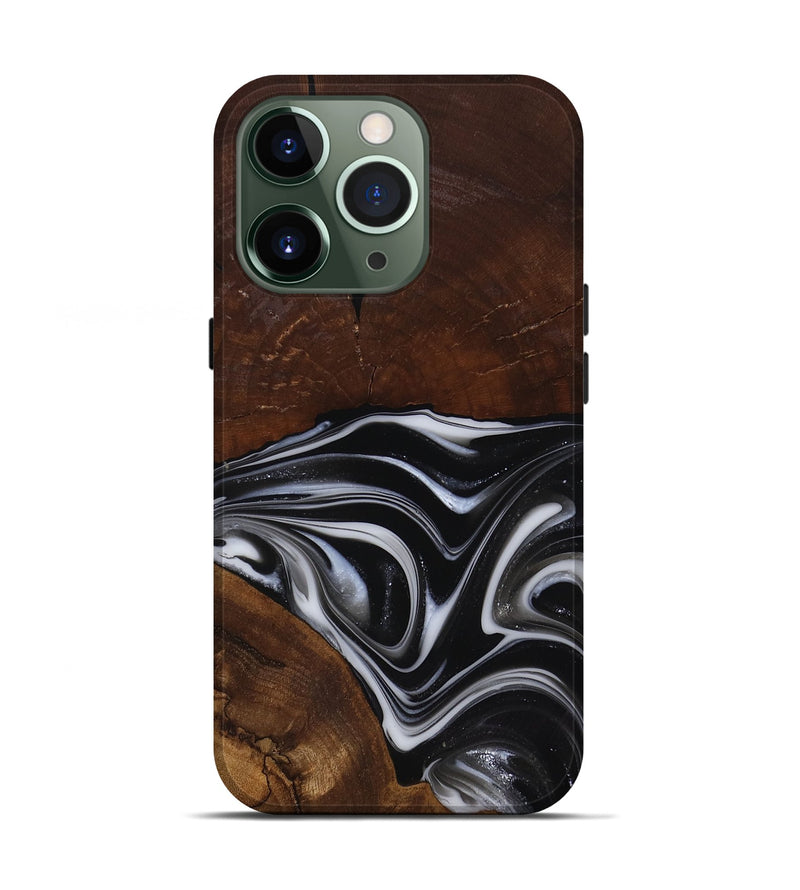 iPhone 13 Pro Wood Live Edge Phone Case - Mose (Black & White, 817483)