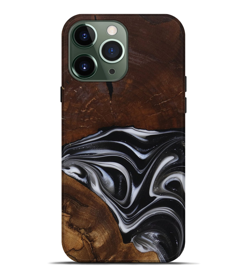 iPhone 13 Pro Max Wood Live Edge Phone Case - Mose (Black & White, 817483)