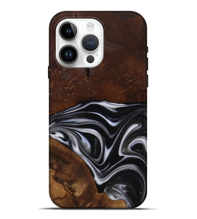 iPhone 15 Pro Max Wood Live Edge Phone Case - Mose (Black & White, 817483)