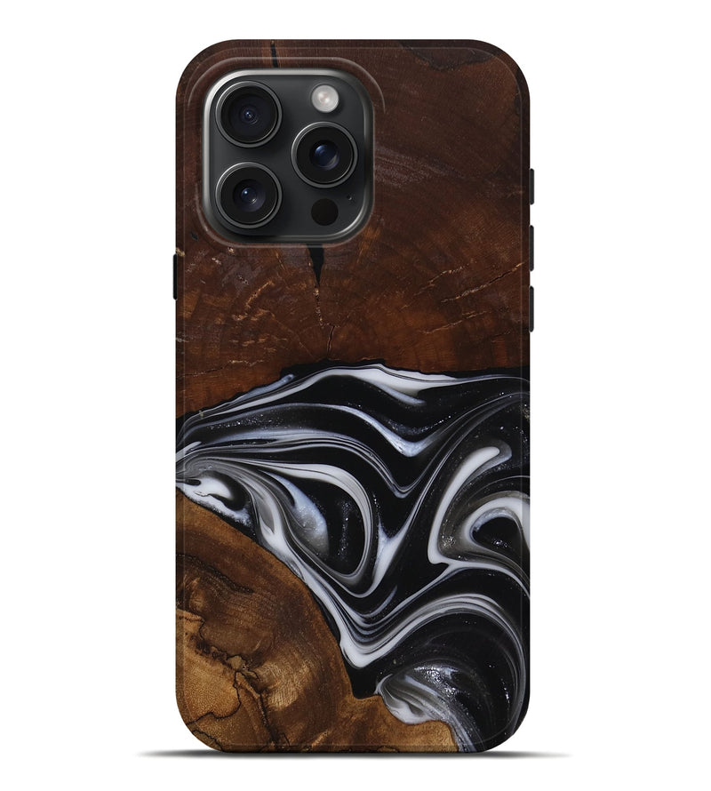 iPhone 16 Pro Max Wood Live Edge Phone Case - Mose (Black & White, 817483)