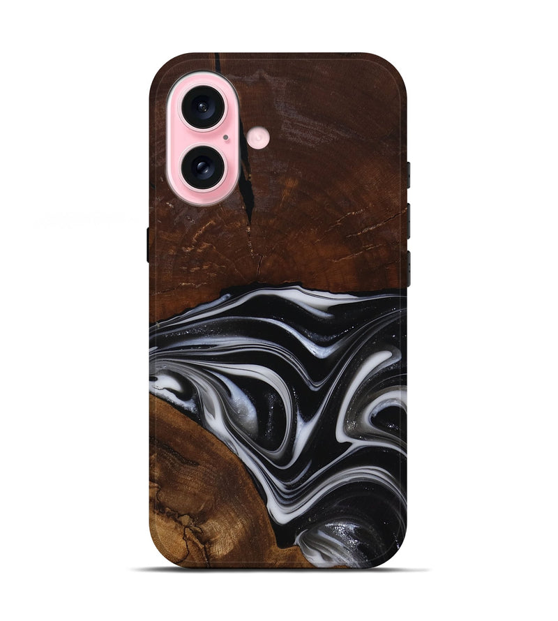 iPhone 17 Wood Live Edge Phone Case - Mose (Black & White, 817483)
