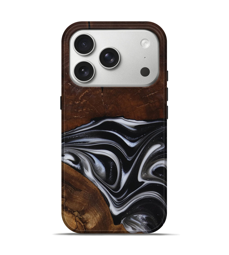 iPhone 17 Pro Wood Live Edge Phone Case - Mose (Black & White, 817483)